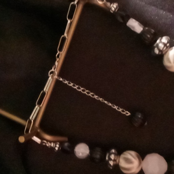 Chunky collar tassel necklace beaded chain tassel statement necklace 22+2 in. - Picture 5 of 8